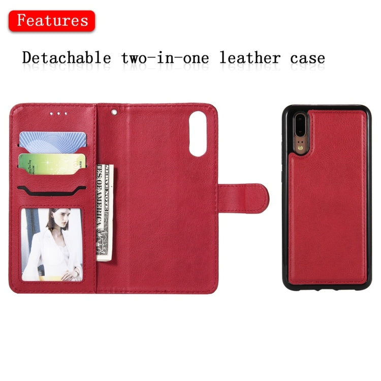 For Huawei P20 Solid Color Horizontal Flip Protective Case with Holder & Card Slots & Wallet & Photo Frame & Lanyard