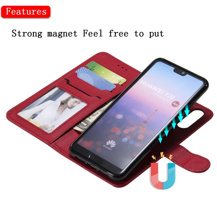 For Huawei P20 Solid Color Horizontal Flip Protective Case with Holder & Card Slots & Wallet & Photo Frame & Lanyard