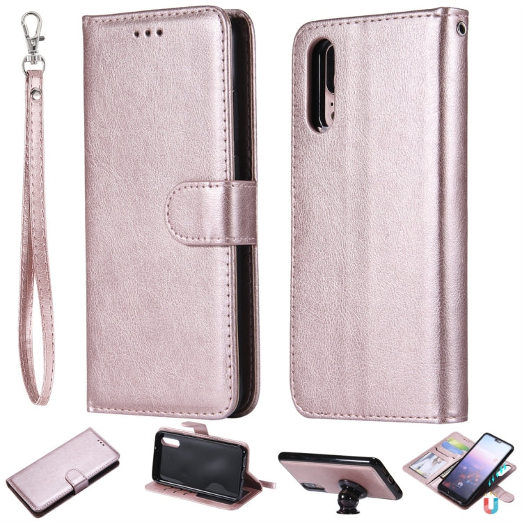 For Huawei P20 Solid Color Horizontal Flip Protective Case with Holder & Card Slots & Wallet & Photo Frame & Lanyard