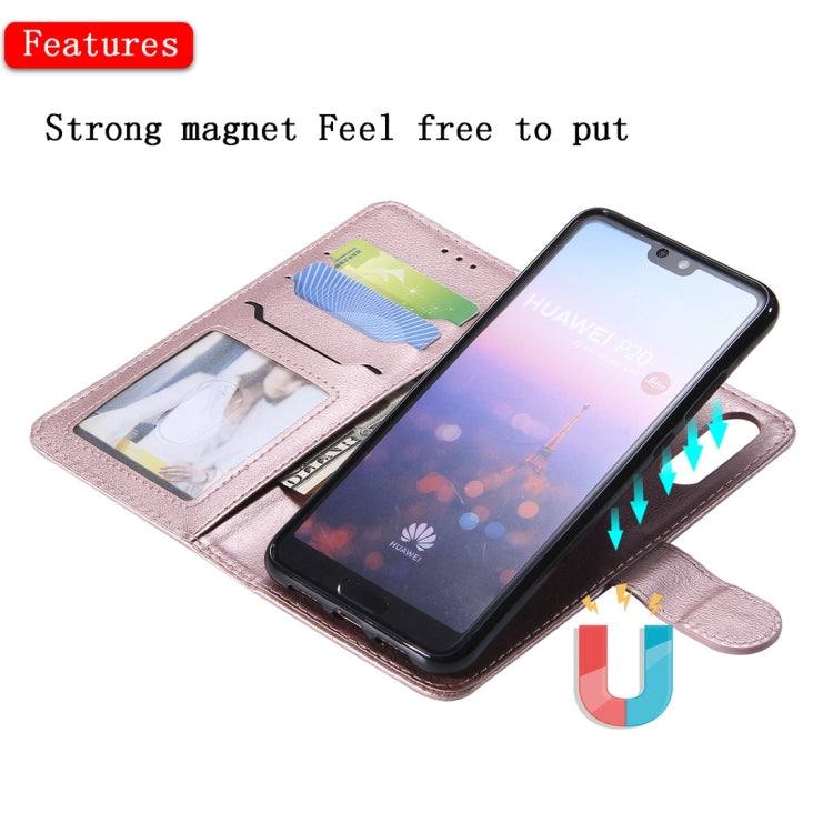 For Huawei P20 Solid Color Horizontal Flip Protective Case with Holder & Card Slots & Wallet & Photo Frame & Lanyard