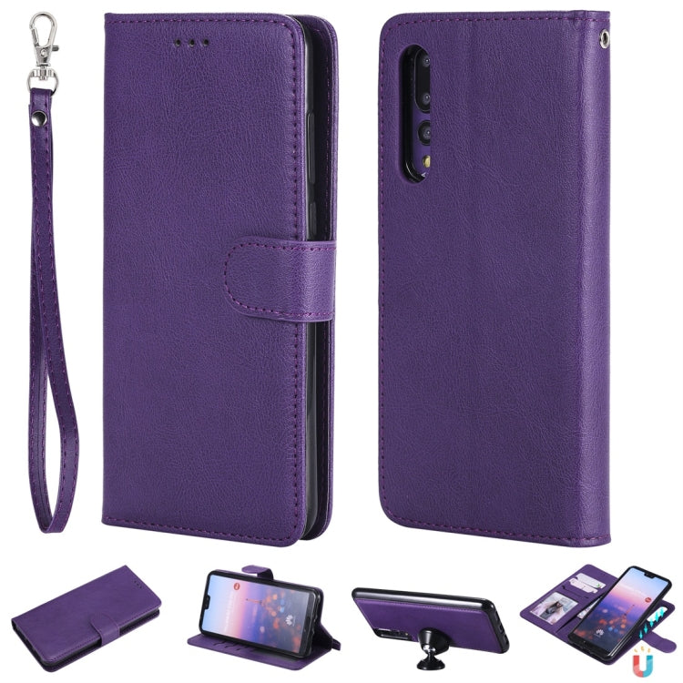 For Huawei P20 Pro Solid Color Horizontal Flip Protective Case with Holder & Card Slots & Wallet & Photo Frame & Lanyard
