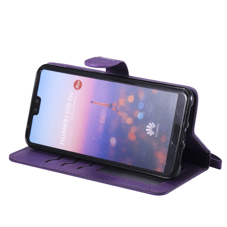For Huawei P20 Pro Solid Color Horizontal Flip Protective Case with Holder & Card Slots & Wallet & Photo Frame & Lanyard