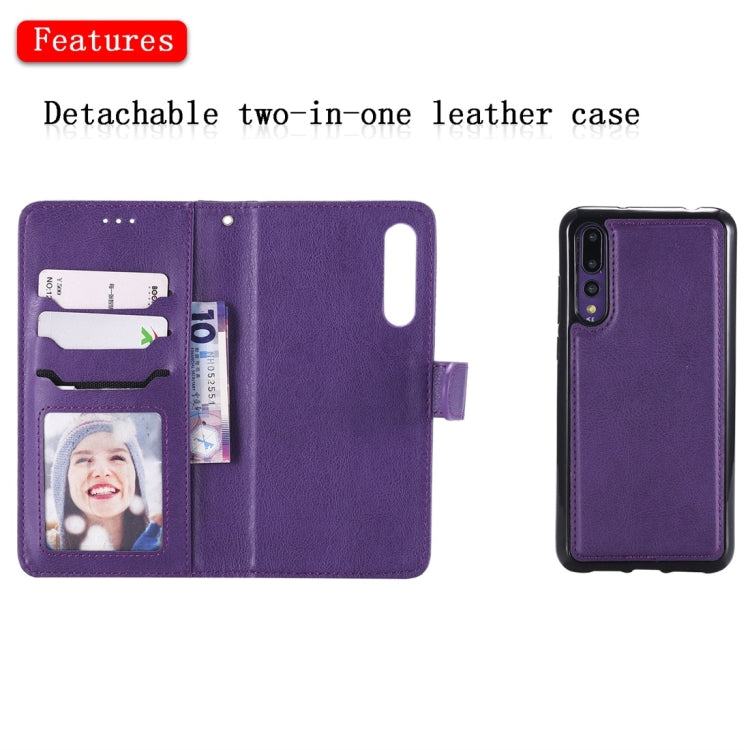 For Huawei P20 Pro Solid Color Horizontal Flip Protective Case with Holder & Card Slots & Wallet & Photo Frame & Lanyard
