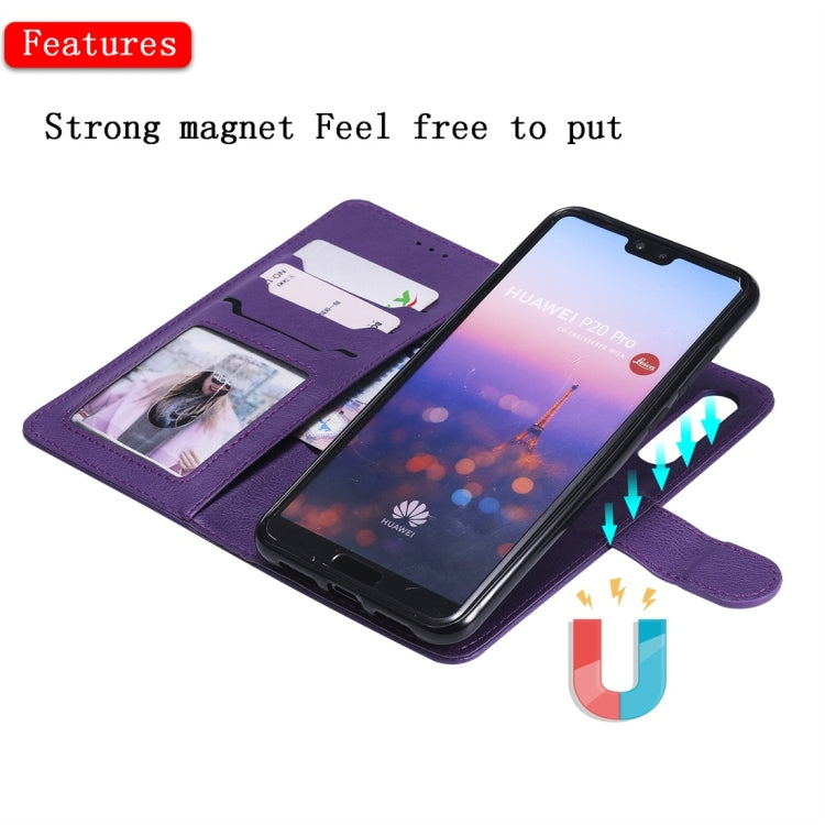 For Huawei P20 Pro Solid Color Horizontal Flip Protective Case with Holder & Card Slots & Wallet & Photo Frame & Lanyard