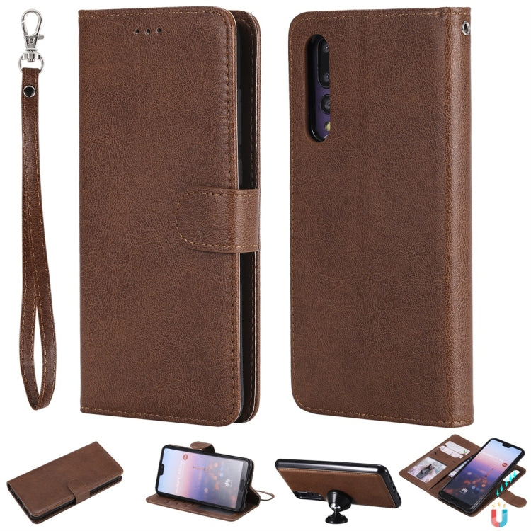 For Huawei P20 Pro Solid Color Horizontal Flip Protective Case with Holder & Card Slots & Wallet & Photo Frame & Lanyard