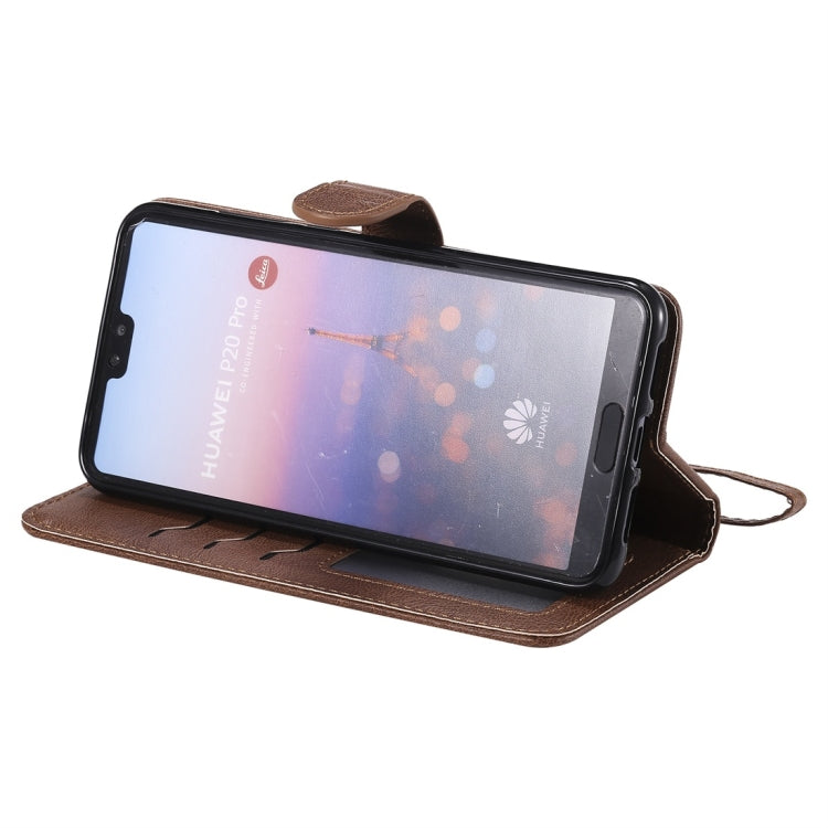 For Huawei P20 Pro Solid Color Horizontal Flip Protective Case with Holder & Card Slots & Wallet & Photo Frame & Lanyard