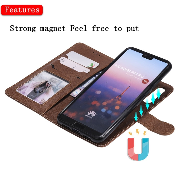 For Huawei P20 Pro Solid Color Horizontal Flip Protective Case with Holder & Card Slots & Wallet & Photo Frame & Lanyard
