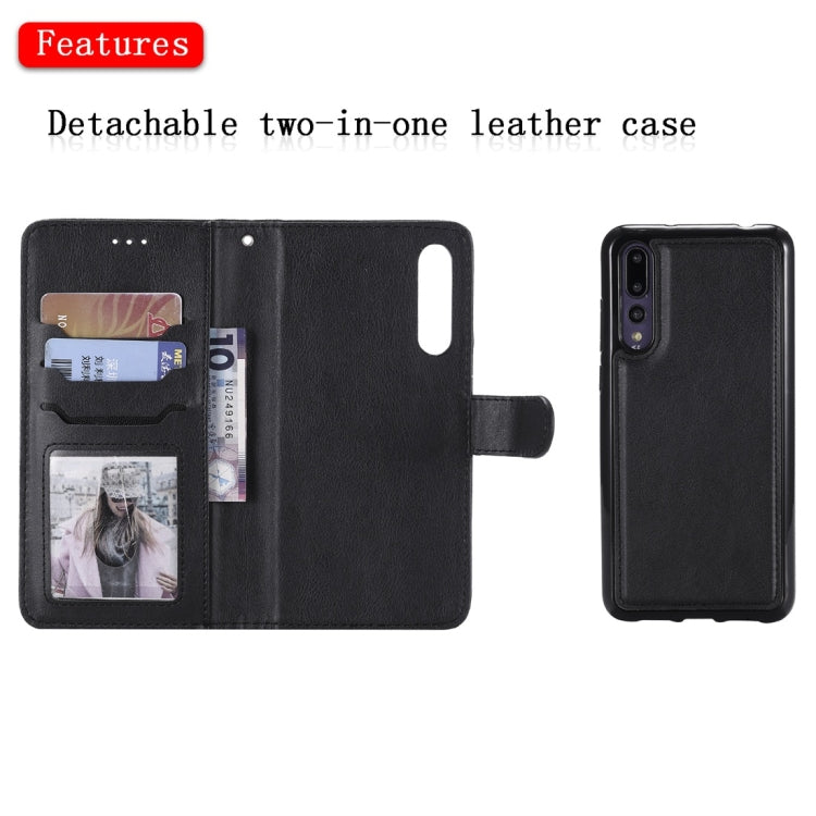 For Huawei P20 Pro Solid Color Horizontal Flip Protective Case with Holder & Card Slots & Wallet & Photo Frame & Lanyard
