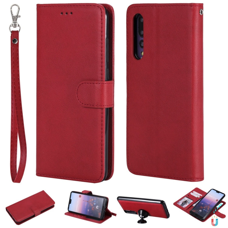 For Huawei P20 Pro Solid Color Horizontal Flip Protective Case with Holder & Card Slots & Wallet & Photo Frame & Lanyard