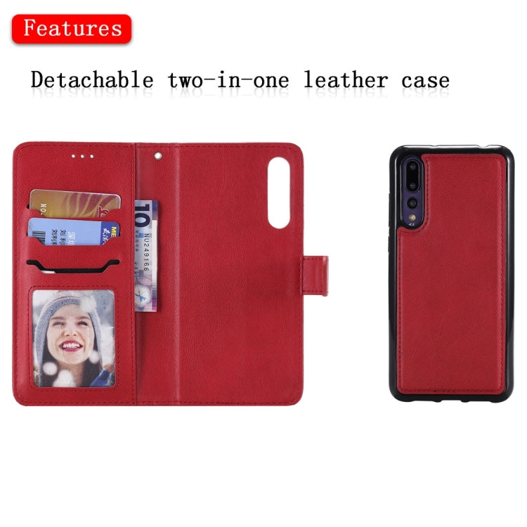 For Huawei P20 Pro Solid Color Horizontal Flip Protective Case with Holder & Card Slots & Wallet & Photo Frame & Lanyard