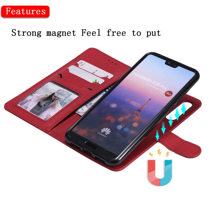 For Huawei P20 Pro Solid Color Horizontal Flip Protective Case with Holder & Card Slots & Wallet & Photo Frame & Lanyard
