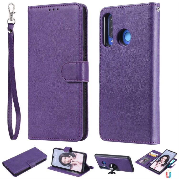 For Huawei P30 Lite / nova 4e Solid Color Horizontal Flip Protective Case with Holder & Card Slots & Wallet & Photo Frame & Lanyard