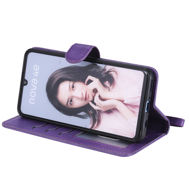 For Huawei P30 Lite / nova 4e Solid Color Horizontal Flip Protective Case with Holder & Card Slots & Wallet & Photo Frame & Lanyard