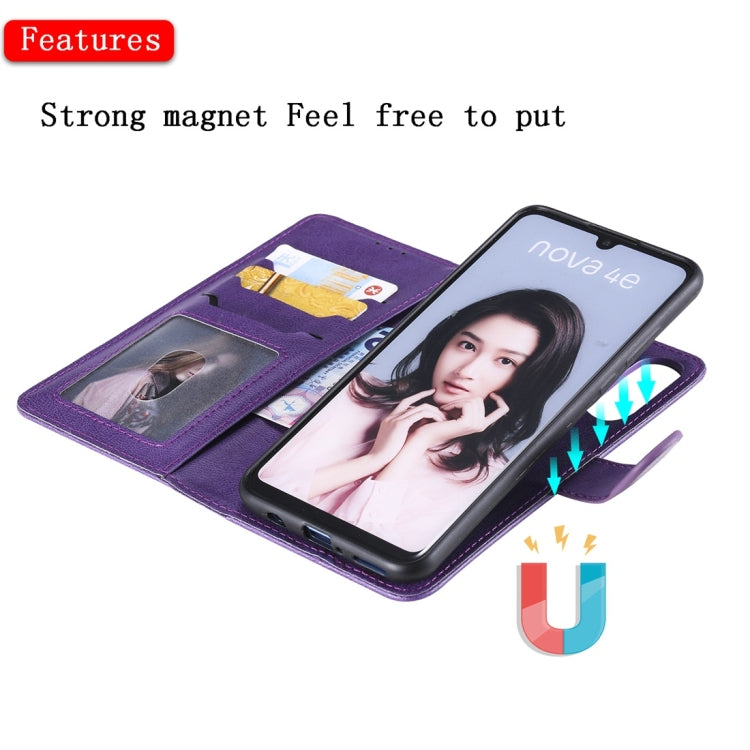 For Huawei P30 Lite / nova 4e Solid Color Horizontal Flip Protective Case with Holder & Card Slots & Wallet & Photo Frame & Lanyard