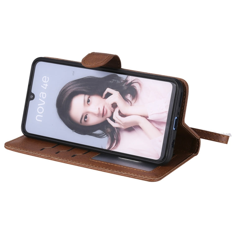 For Huawei P30 Lite / nova 4e Solid Color Horizontal Flip Protective Case with Holder & Card Slots & Wallet & Photo Frame & Lanyard