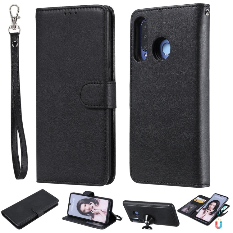 For Huawei P30 Lite / nova 4e Solid Color Horizontal Flip Protective Case with Holder & Card Slots & Wallet & Photo Frame & Lanyard