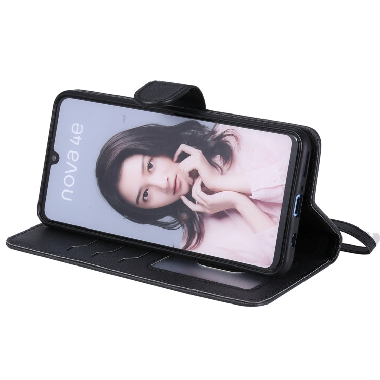 For Huawei P30 Lite / nova 4e Solid Color Horizontal Flip Protective Case with Holder & Card Slots & Wallet & Photo Frame & Lanyard