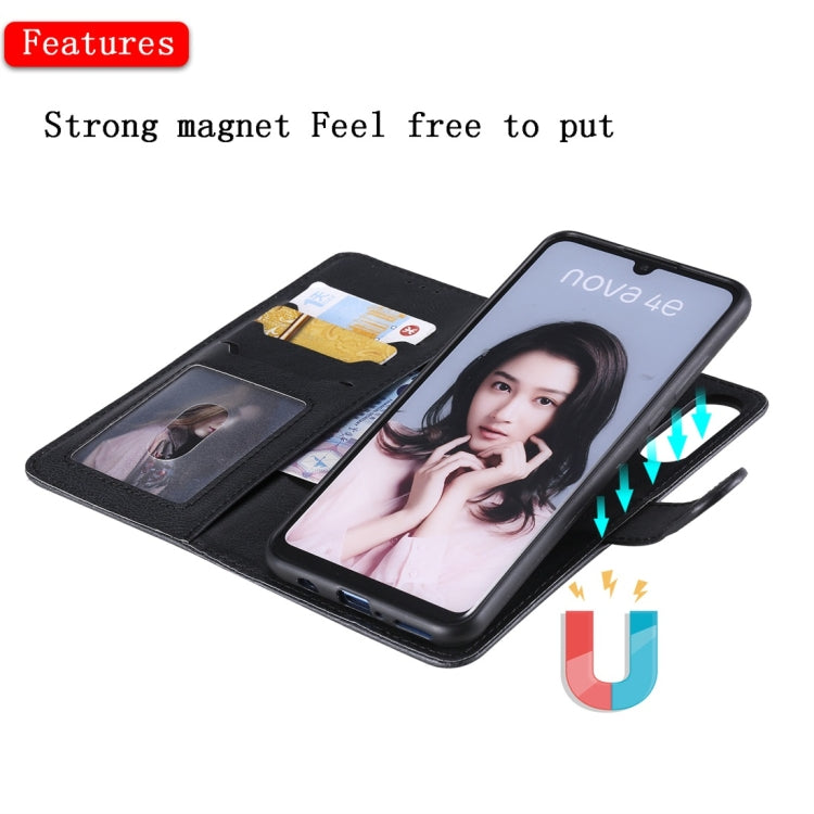 For Huawei P30 Lite / nova 4e Solid Color Horizontal Flip Protective Case with Holder & Card Slots & Wallet & Photo Frame & Lanyard