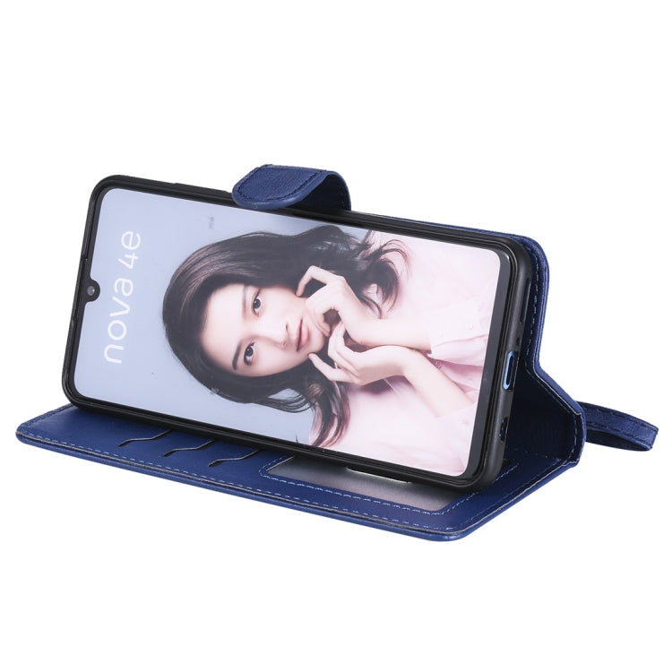 For Huawei P30 Lite / nova 4e Solid Color Horizontal Flip Protective Case with Holder & Card Slots & Wallet & Photo Frame & Lanyard