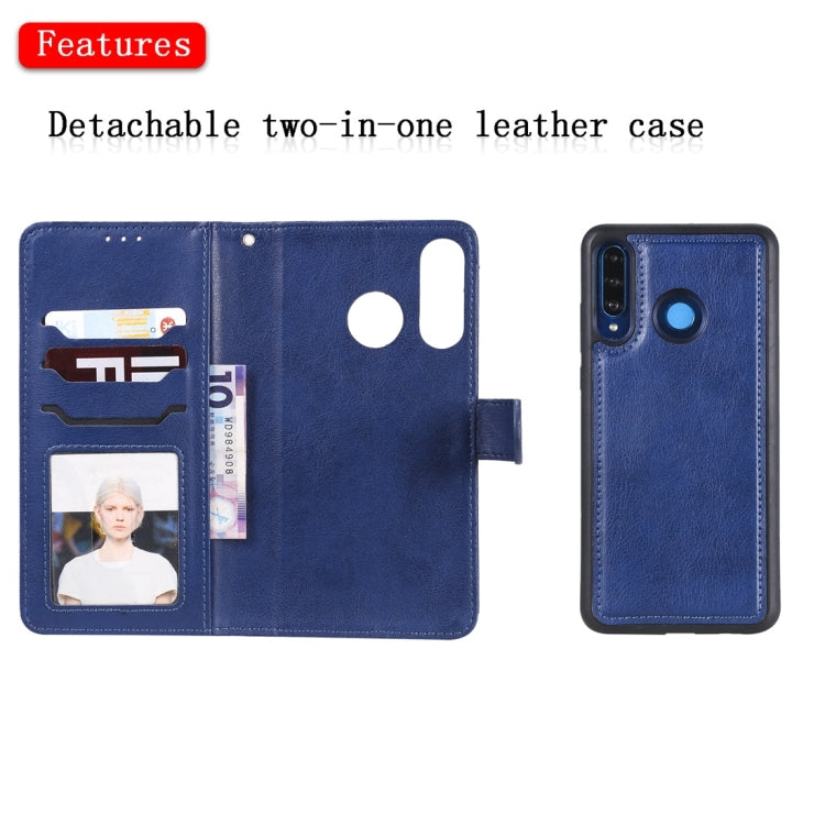 For Huawei P30 Lite / nova 4e Solid Color Horizontal Flip Protective Case with Holder & Card Slots & Wallet & Photo Frame & Lanyard