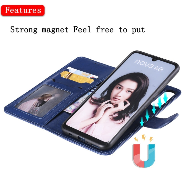 For Huawei P30 Lite / nova 4e Solid Color Horizontal Flip Protective Case with Holder & Card Slots & Wallet & Photo Frame & Lanyard