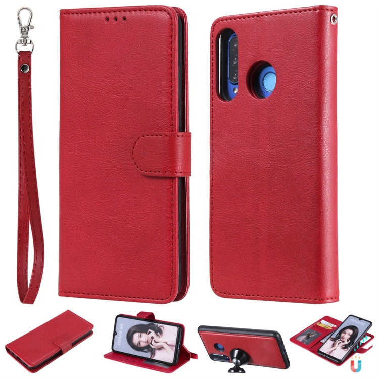 For Huawei P30 Lite / nova 4e Solid Color Horizontal Flip Protective Case with Holder & Card Slots & Wallet & Photo Frame & Lanyard