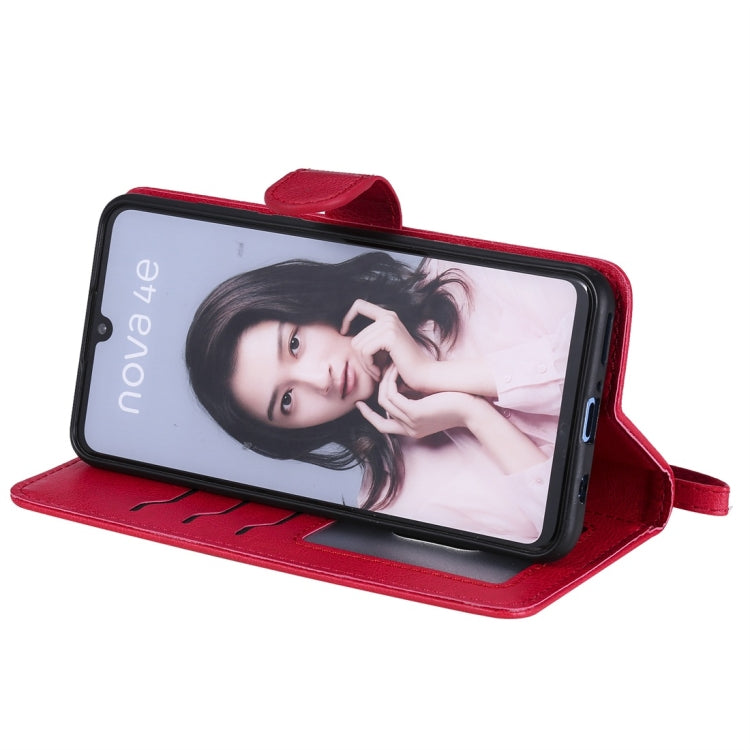 For Huawei P30 Lite / nova 4e Solid Color Horizontal Flip Protective Case with Holder & Card Slots & Wallet & Photo Frame & Lanyard