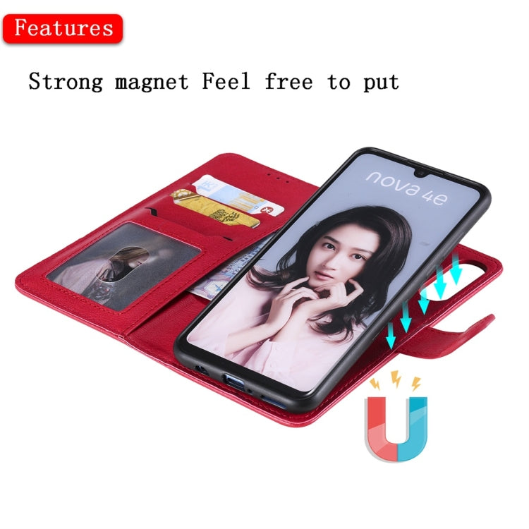 For Huawei P30 Lite / nova 4e Solid Color Horizontal Flip Protective Case with Holder & Card Slots & Wallet & Photo Frame & Lanyard