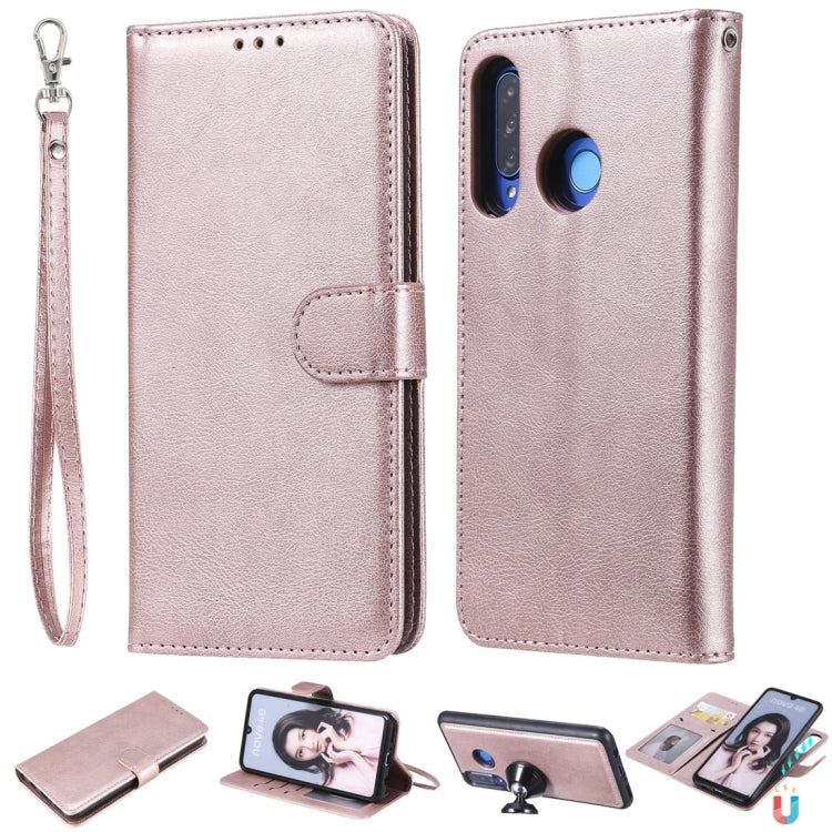 For Huawei P30 Lite / nova 4e Solid Color Horizontal Flip Protective Case with Holder & Card Slots & Wallet & Photo Frame & Lanyard