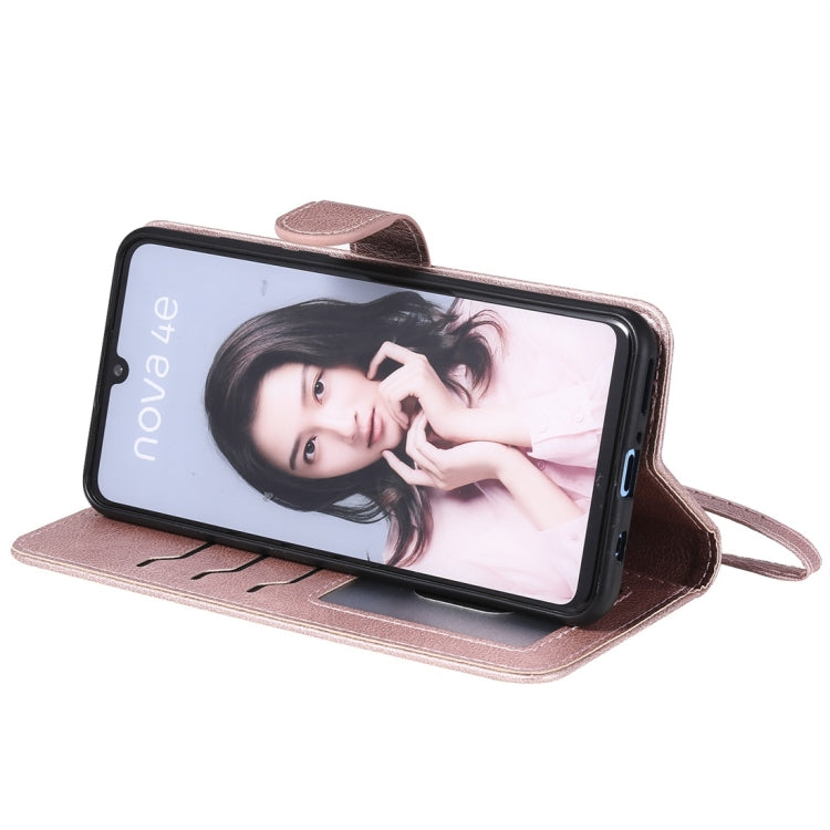 For Huawei P30 Lite / nova 4e Solid Color Horizontal Flip Protective Case with Holder & Card Slots & Wallet & Photo Frame & Lanyard