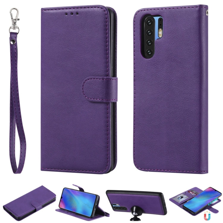 For Huawei P30 Pro Solid Color Horizontal Flip Protective Case with Holder & Card Slots & Wallet & Photo Frame & Lanyard