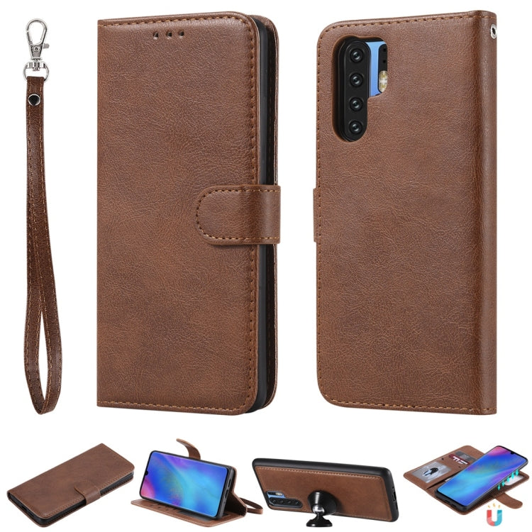 For Huawei P30 Pro Solid Color Horizontal Flip Protective Case with Holder & Card Slots & Wallet & Photo Frame & Lanyard