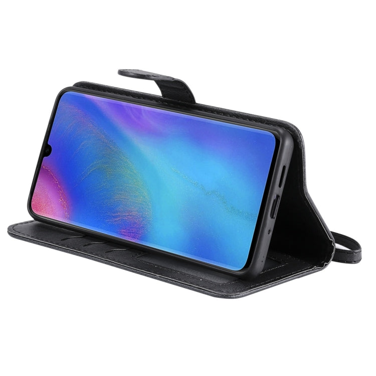 For Huawei P30 Pro Solid Color Horizontal Flip Protective Case with Holder & Card Slots & Wallet & Photo Frame & Lanyard