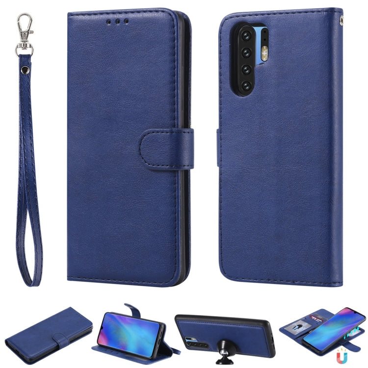 For Huawei P30 Pro Solid Color Horizontal Flip Protective Case with Holder & Card Slots & Wallet & Photo Frame & Lanyard