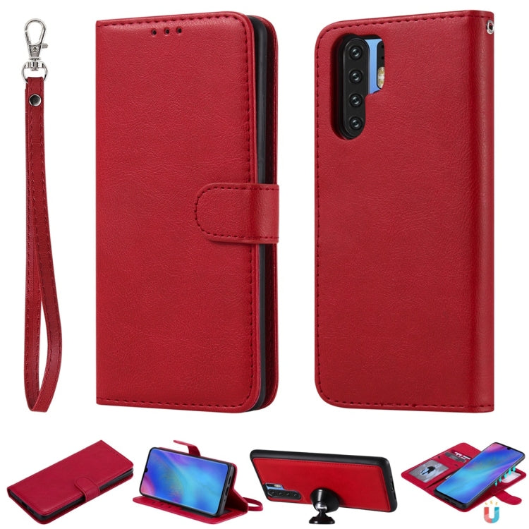 For Huawei P30 Pro Solid Color Horizontal Flip Protective Case with Holder & Card Slots & Wallet & Photo Frame & Lanyard