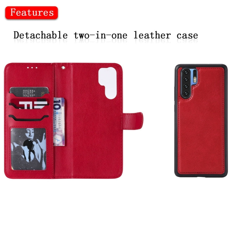 For Huawei P30 Pro Solid Color Horizontal Flip Protective Case with Holder & Card Slots & Wallet & Photo Frame & Lanyard