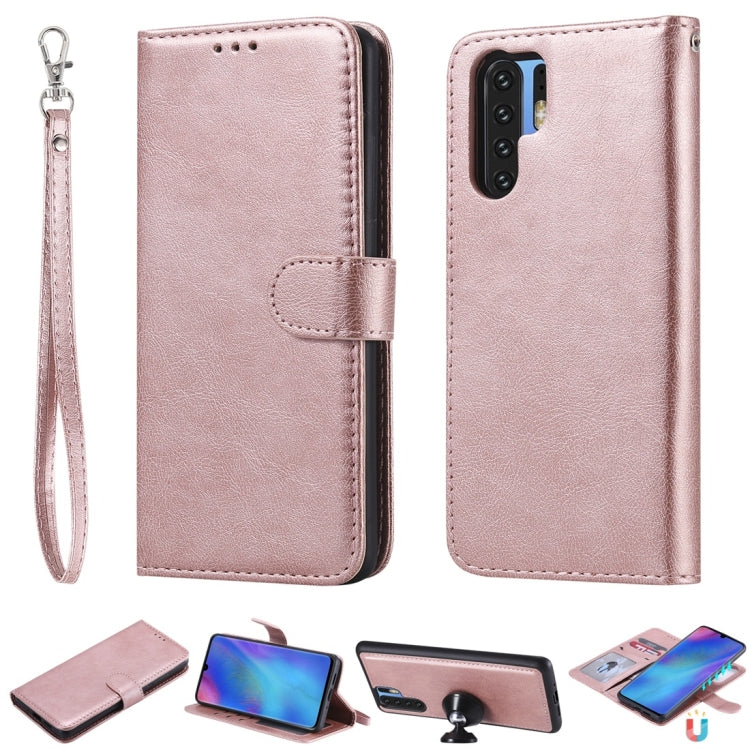 For Huawei P30 Pro Solid Color Horizontal Flip Protective Case with Holder & Card Slots & Wallet & Photo Frame & Lanyard