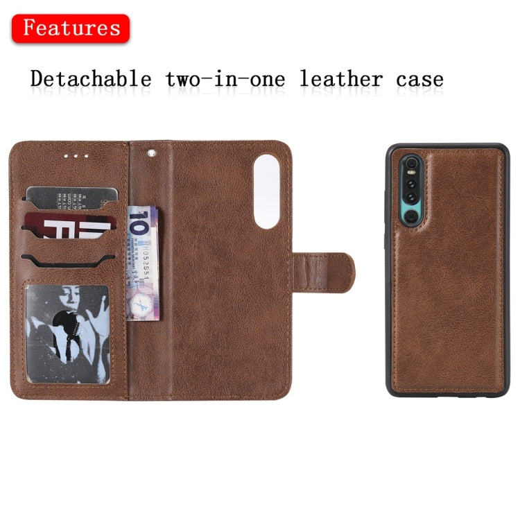 For Huawei P30 Solid Color Horizontal Flip Protective Case with Holder & Card Slots & Wallet & Photo Frame & Lanyard