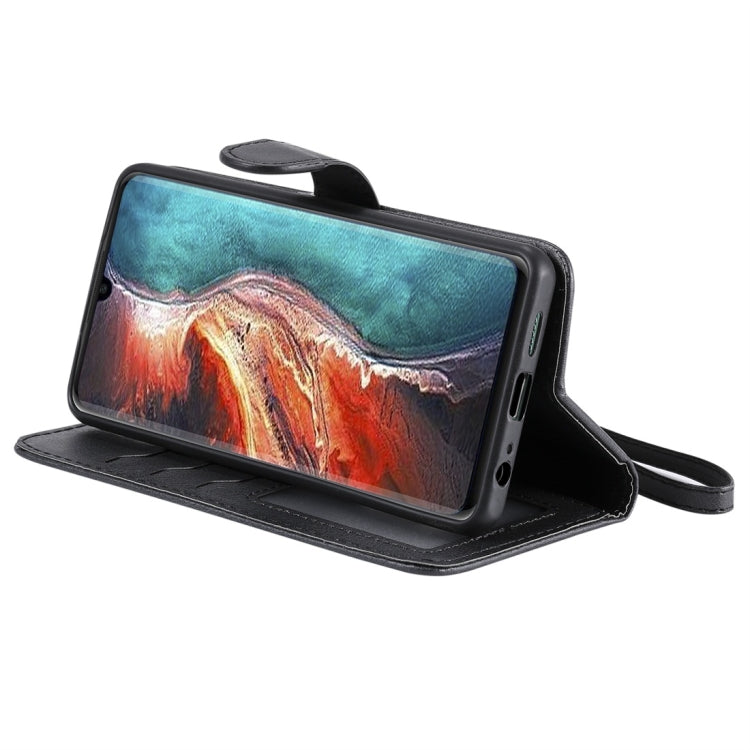 For Huawei P30 Solid Color Horizontal Flip Protective Case with Holder & Card Slots & Wallet & Photo Frame & Lanyard