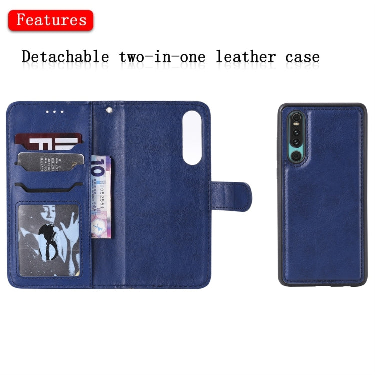 For Huawei P30 Solid Color Horizontal Flip Protective Case with Holder & Card Slots & Wallet & Photo Frame & Lanyard