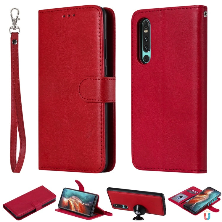 For Huawei P30 Solid Color Horizontal Flip Protective Case with Holder & Card Slots & Wallet & Photo Frame & Lanyard
