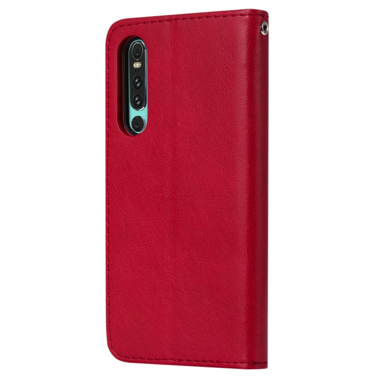 For Huawei P30 Solid Color Horizontal Flip Protective Case with Holder & Card Slots & Wallet & Photo Frame & Lanyard