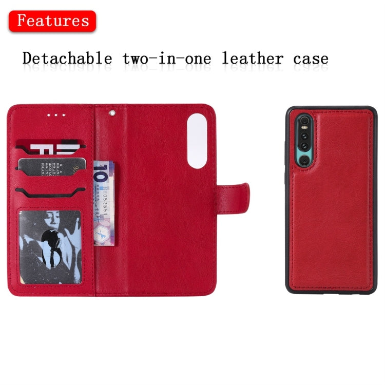 For Huawei P30 Solid Color Horizontal Flip Protective Case with Holder & Card Slots & Wallet & Photo Frame & Lanyard