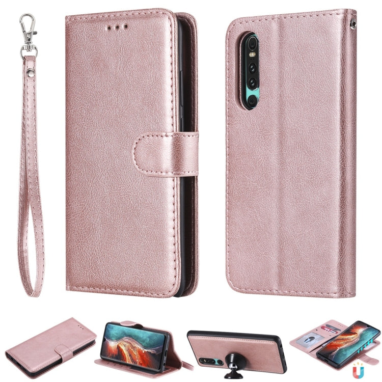 For Huawei P30 Solid Color Horizontal Flip Protective Case with Holder & Card Slots & Wallet & Photo Frame & Lanyard
