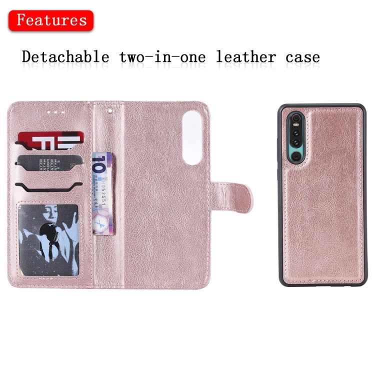 For Huawei P30 Solid Color Horizontal Flip Protective Case with Holder & Card Slots & Wallet & Photo Frame & Lanyard