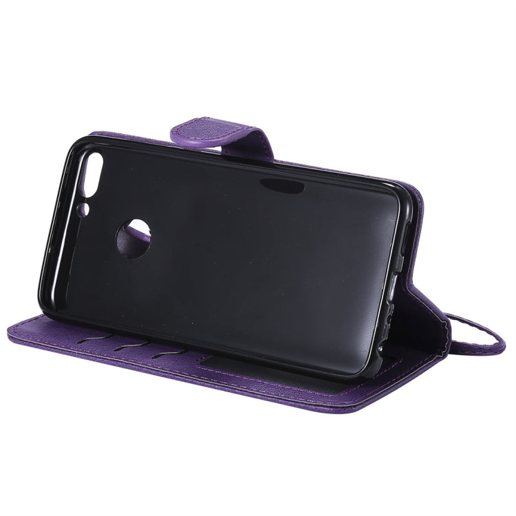 For Huawei P Smart / Enjoy 7s Solid Color Horizontal Flip Protective Case with Holder & Card Slots & Wallet & Photo Frame & Lanyard