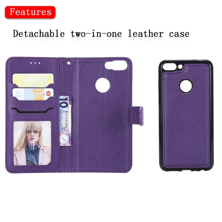 For Huawei P Smart / Enjoy 7s Solid Color Horizontal Flip Protective Case with Holder & Card Slots & Wallet & Photo Frame & Lanyard