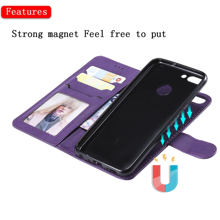 For Huawei P Smart / Enjoy 7s Solid Color Horizontal Flip Protective Case with Holder & Card Slots & Wallet & Photo Frame & Lanyard
