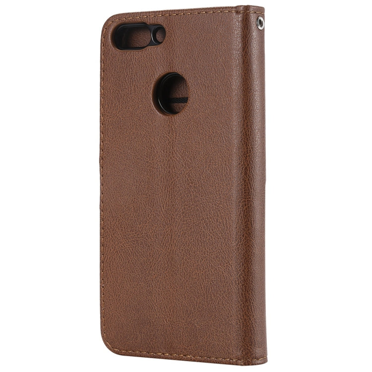 For Huawei P Smart / Enjoy 7s Solid Color Horizontal Flip Protective Case with Holder & Card Slots & Wallet & Photo Frame & Lanyard