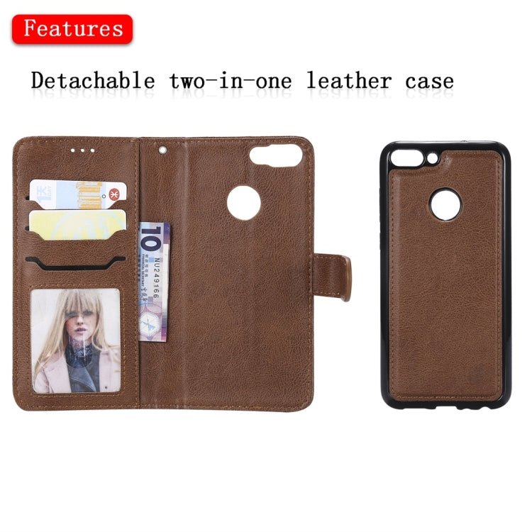 For Huawei P Smart / Enjoy 7s Solid Color Horizontal Flip Protective Case with Holder & Card Slots & Wallet & Photo Frame & Lanyard